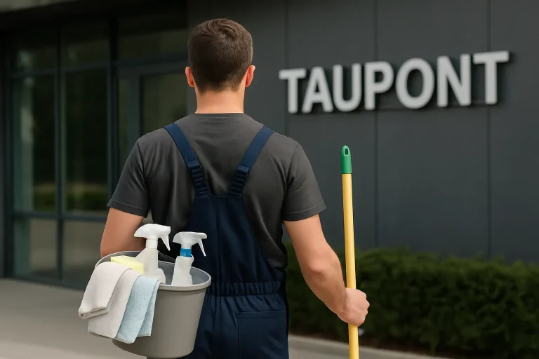 Équipe de nettoyage professionnelle en action dans un logement à Taupont.