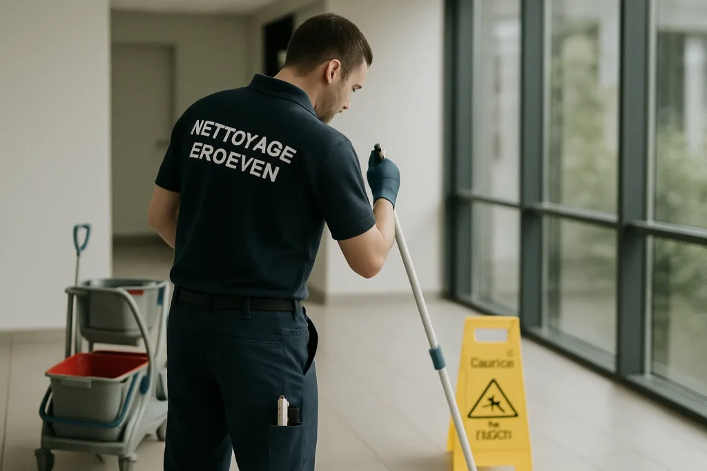 Équipe de nettoyage professionnelle à Erdeven, nettoyant un appartement.