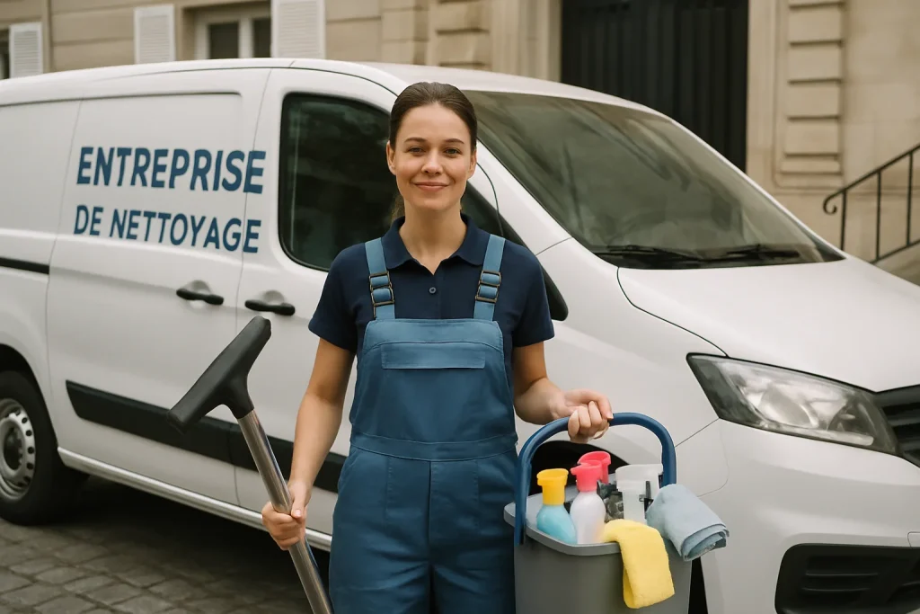 Agents de nettoyage professionnels travaillant dans un appartement à Vannes.