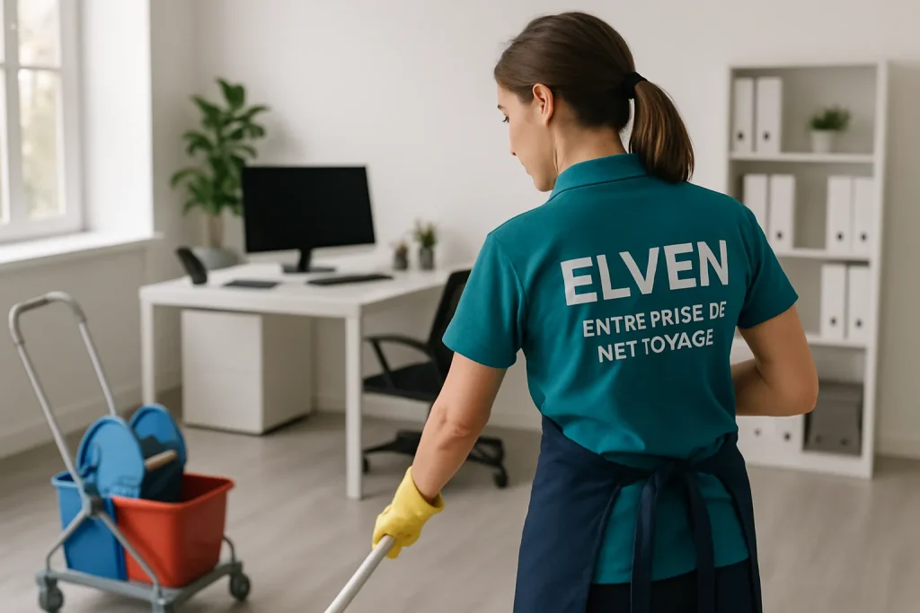 Équipe professionnelle nettoyant un appartement insalubre à Elven avec des équipements modernes.