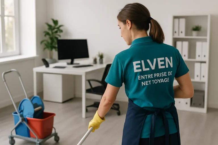 Équipe professionnelle nettoyant un appartement insalubre à Elven avec des équipements modernes.