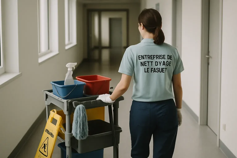Équipe de nettoyage à Le Faouët effectuant des travaux dans un appartement.
