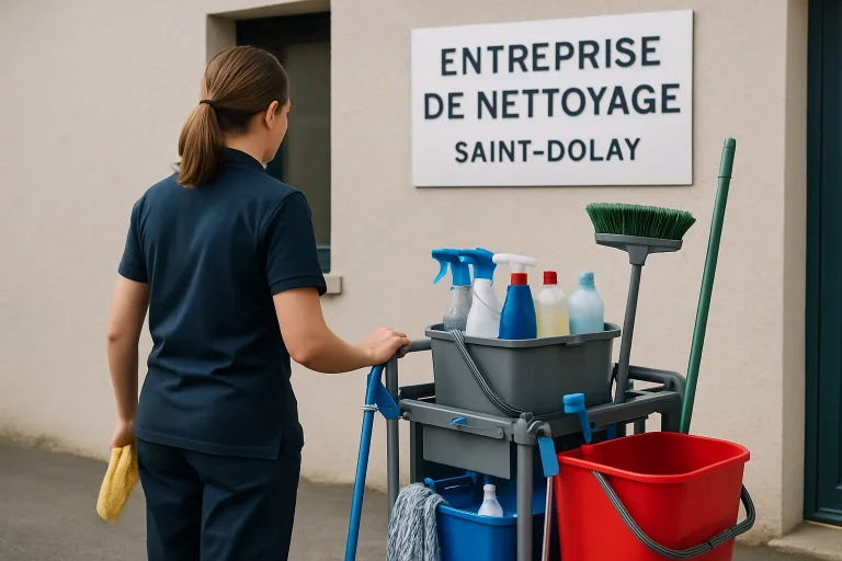 Un expert en nettoyage professionnel au travail dans un appartement à SAINT-DOLAY.