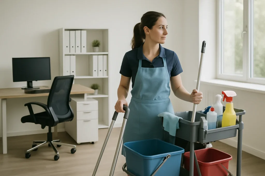 Technicien nettoyant un appartement insalubre à Sérent avec des équipements modernes.