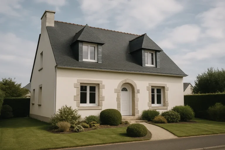 Maison familiale à Ploemeur avec jardin visible, nécessitant désinfection